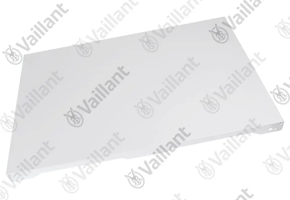 Weißes Seitenteil von Vaillant, flache rechteckige Form, unauffällige Kanten, geeignet für Heizsysteme oder Anwendungen in der Heiztechnik.
